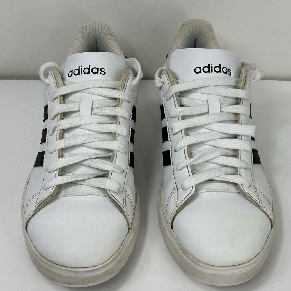 Adidas Women Size 7 Grand Court Athletic Shoes White Black Casual Sneakers